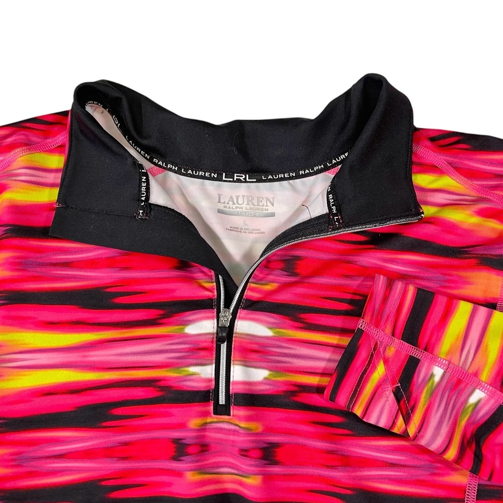 Lauren Ralph Lauren L Pink Pullover Quarter Zip Abstract Activewear Barbiecore